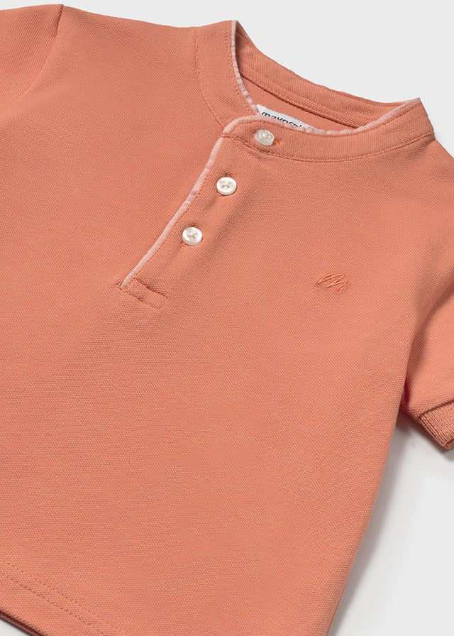Polo à col Mao Pêche