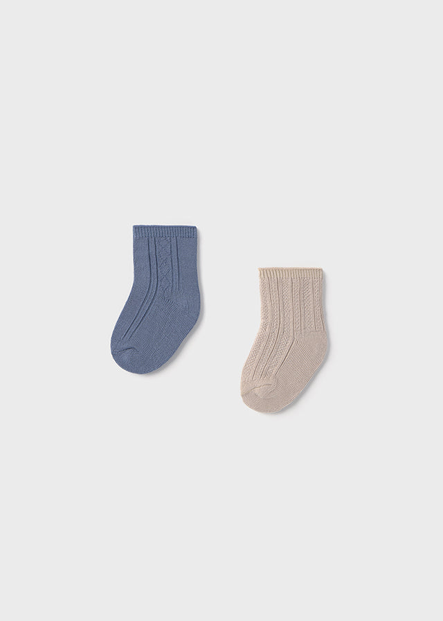 Duo de chaussettes - Sable et bleu