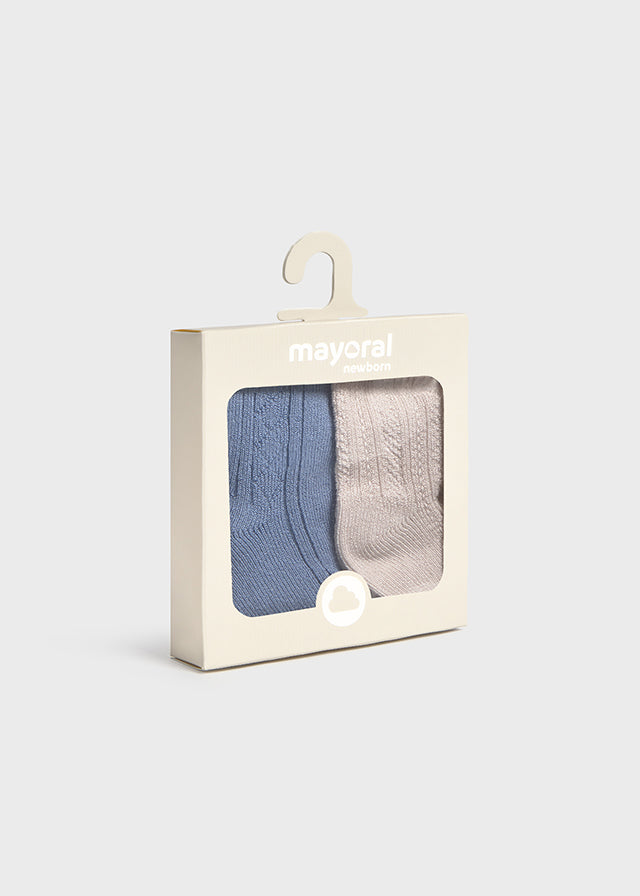 Duo de chaussettes - Sable et bleu