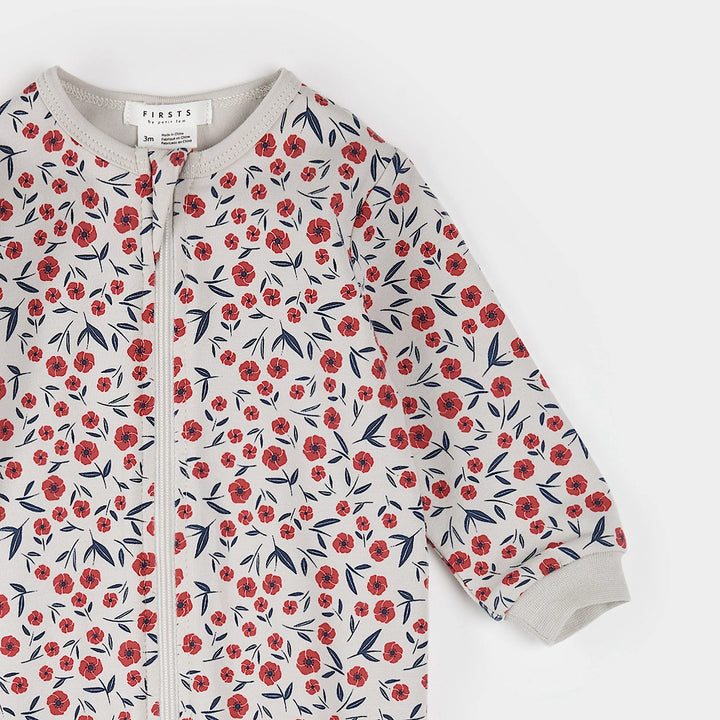 Pyjama une pièce à imprimé floral coquelicots