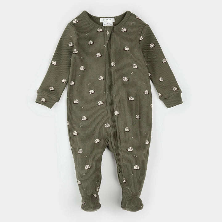 Pyjama une pièce en tricot côtelé Escargot