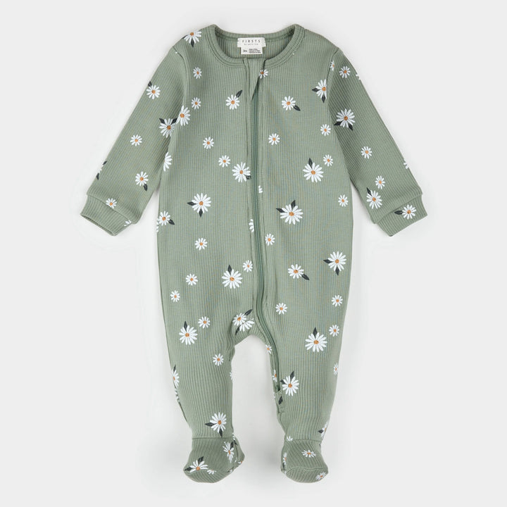 Pyjama une pièce en tricot côtelé Marguerites