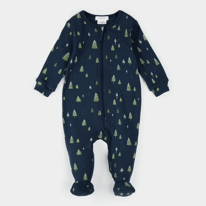 Pyjama une pièce en tricot côtelé Arbres
