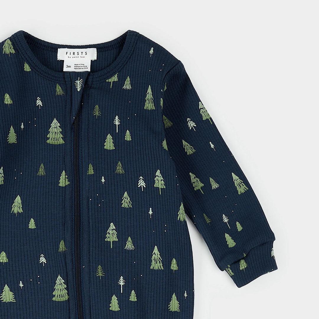 Pyjama une pièce en tricot côtelé Arbres