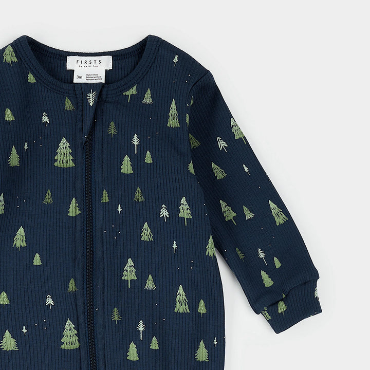 Pyjama une pièce en tricot côtelé Arbres