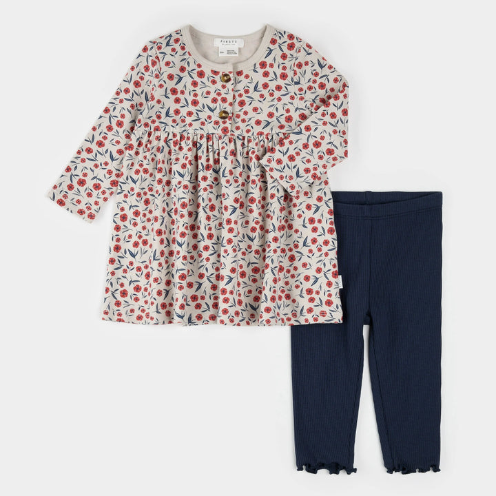 Ensemble de robes côtelées à imprimé floral coquelicot