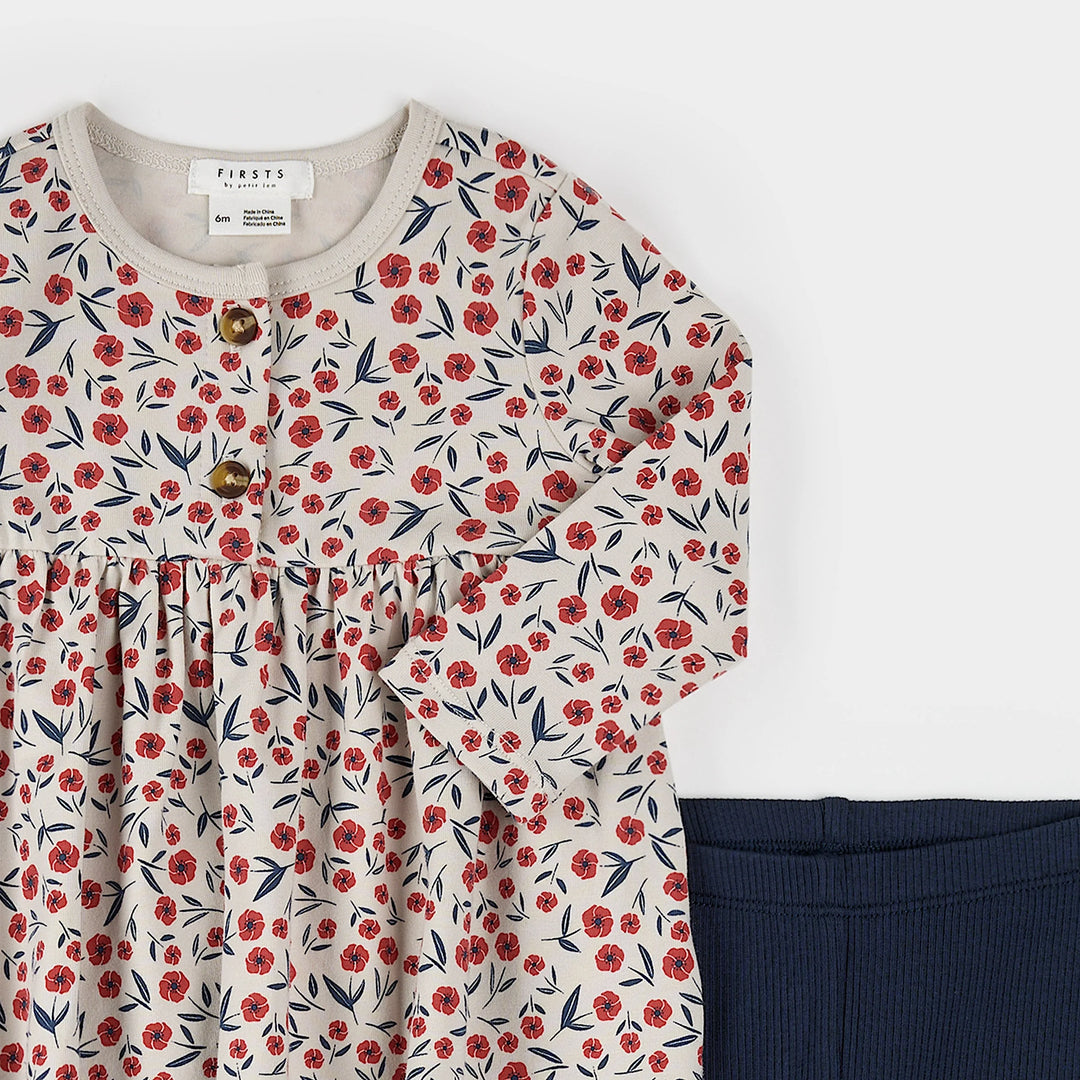 Ensemble de robes côtelées à imprimé floral coquelicot