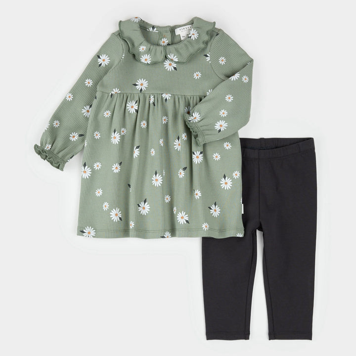 Ensemble de robe sauge à imprimé de marguerites