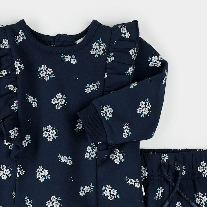 Ensemble bleu à imprimé floral
