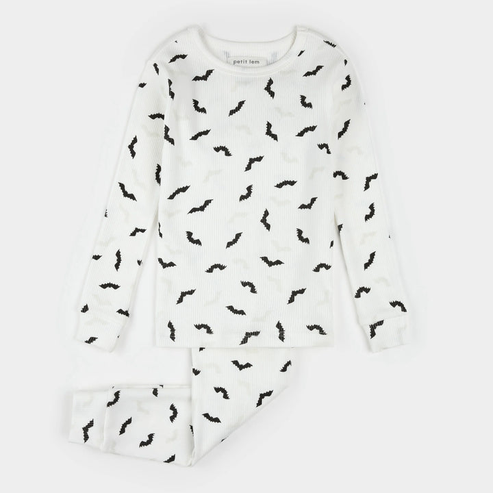 Pyjama deux pièces en tricot côtelé Chauve-souris phosphorescentes