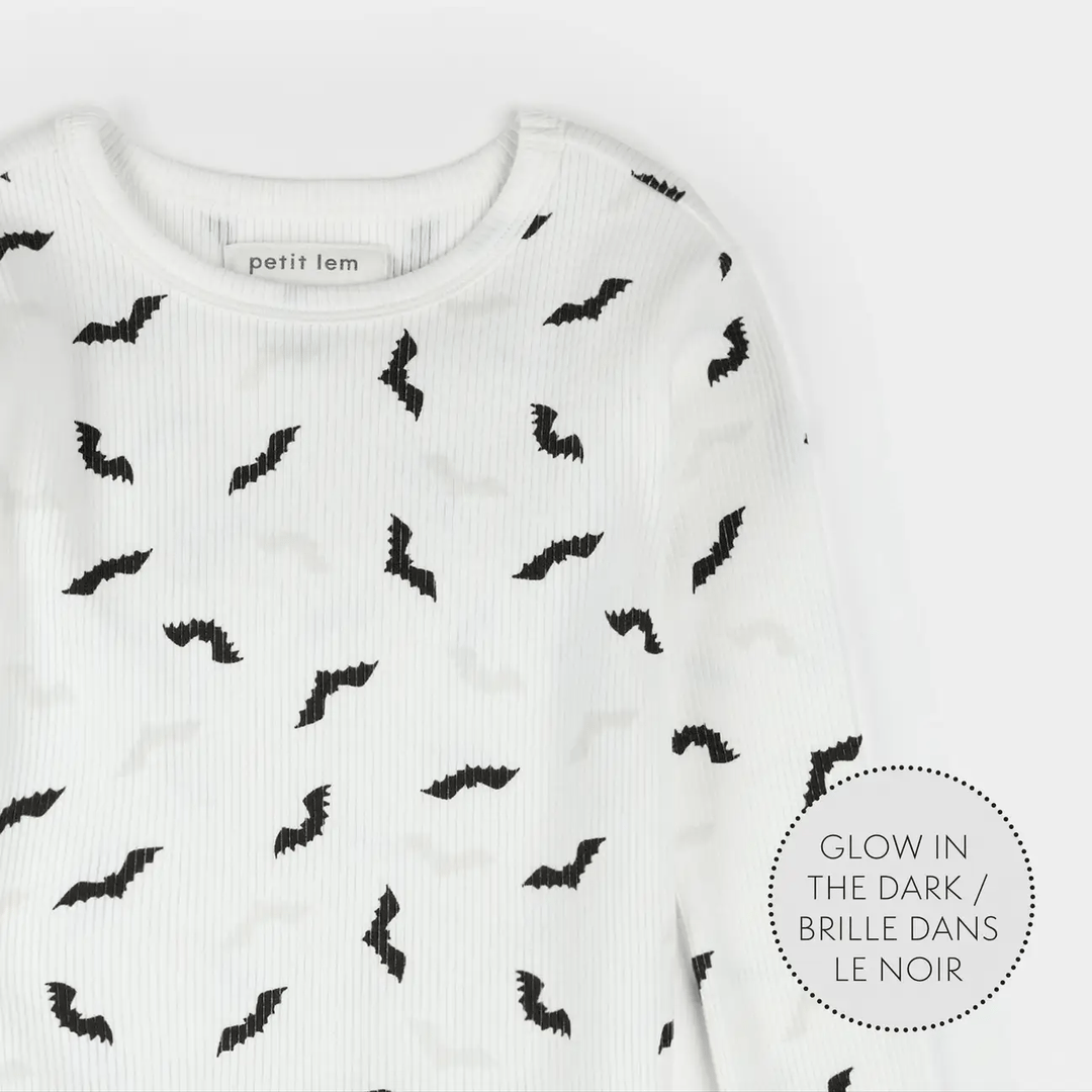 Pyjama deux pièces en tricot côtelé Chauve-souris phosphorescentes