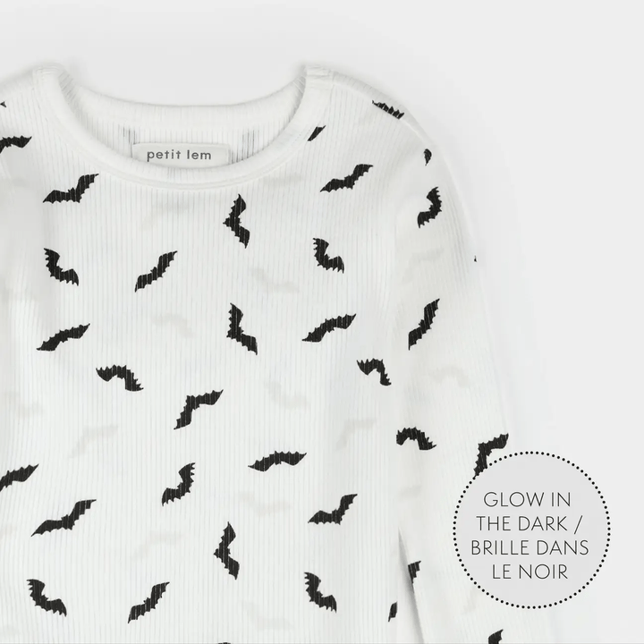 Pyjama deux pièces en tricot côtelé Chauve-souris phosphorescentes