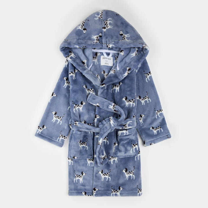 Robe de chambre bleue à imprimé de dalmatiens