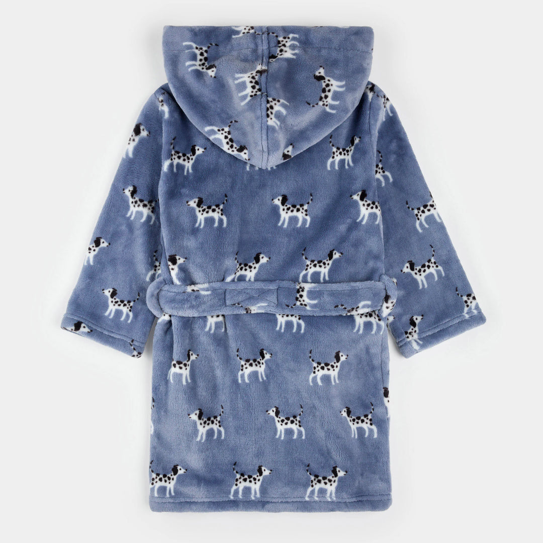 Robe de chambre bleue à imprimé de dalmatiens