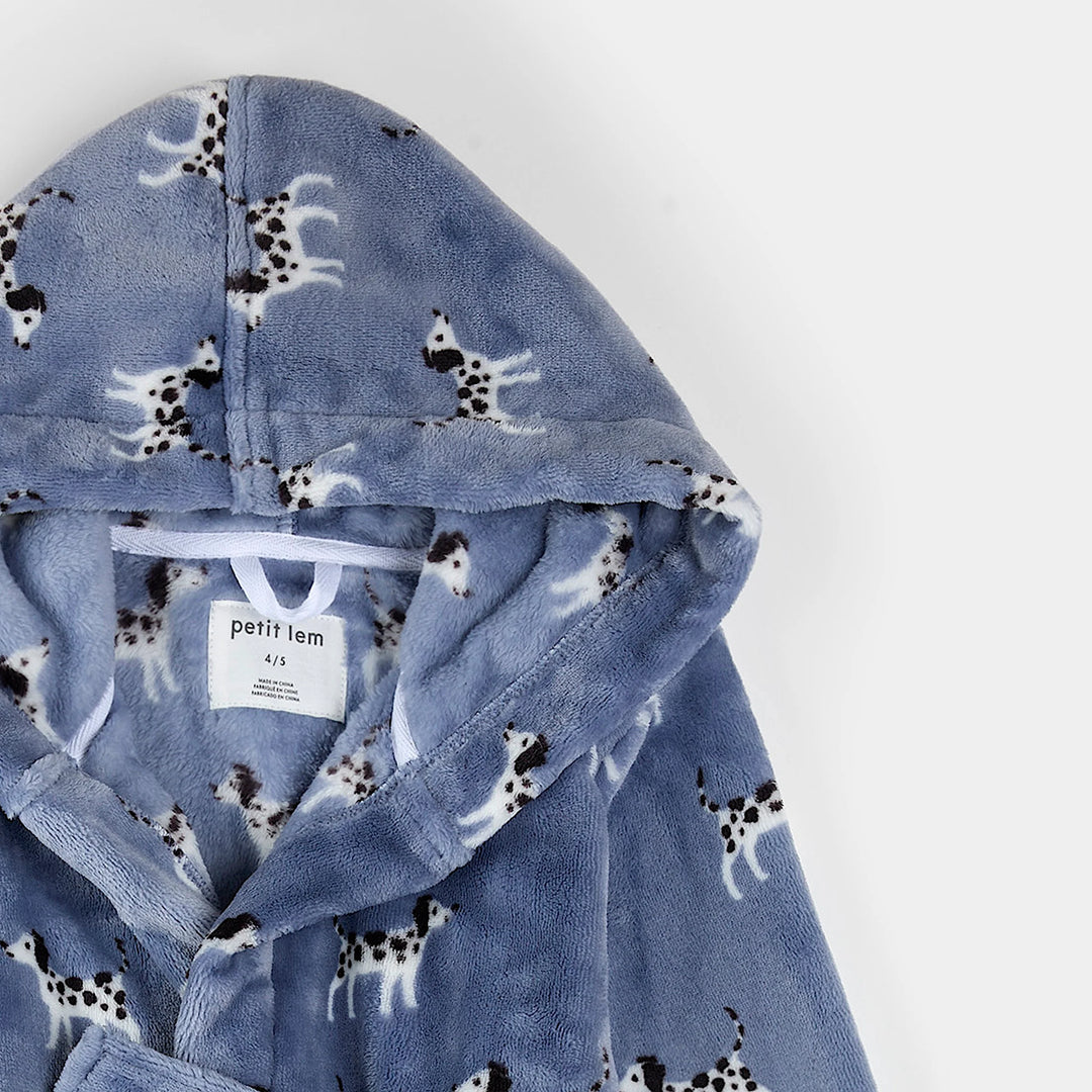 Robe de chambre bleue à imprimé de dalmatiens