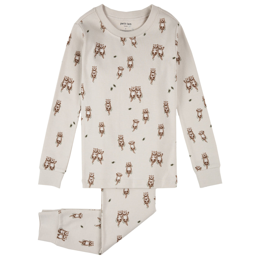 Pyjama deux pièces à imprimé de loutres