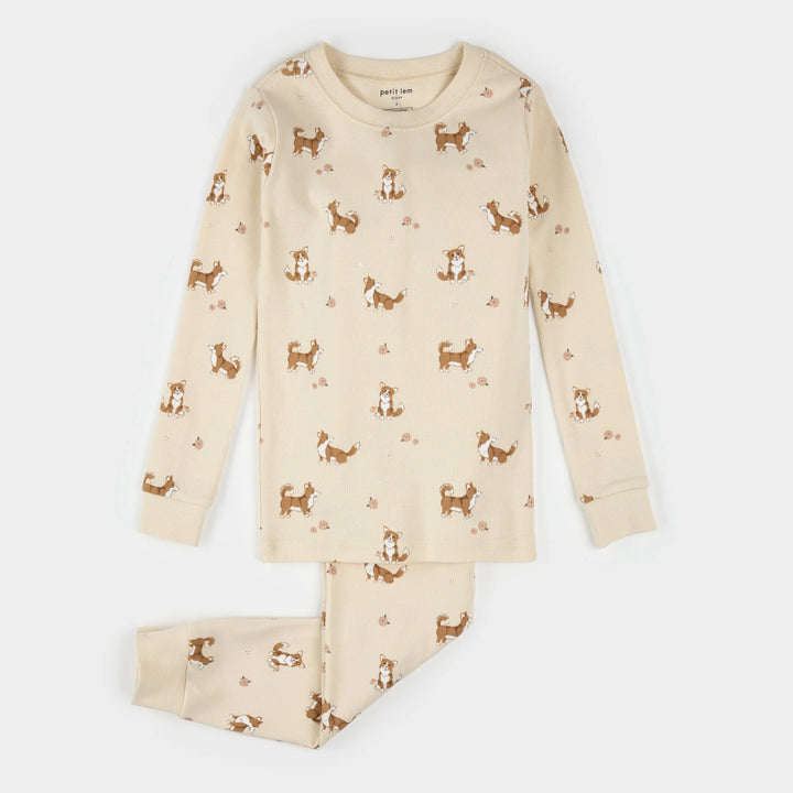 Pyjama deux pièces en tricot côtelé Corgi