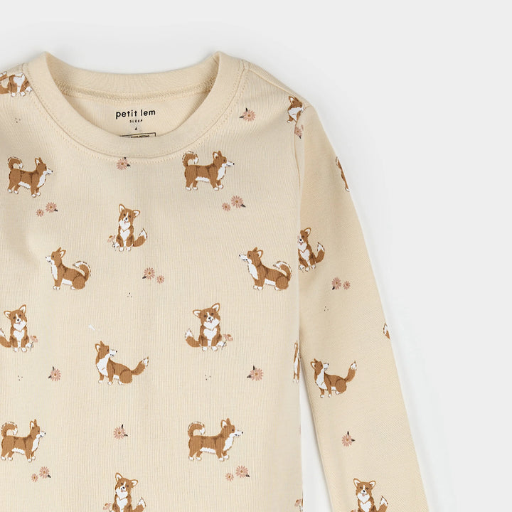 Pyjama deux pièces en tricot côtelé Corgi