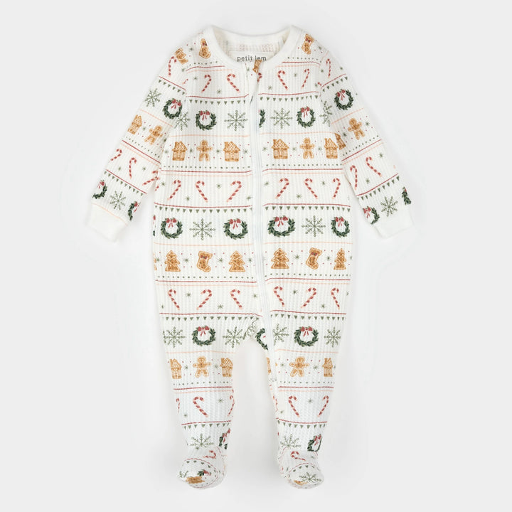 Pyjama une pièce en tricot gaufré Friandises et jacquard