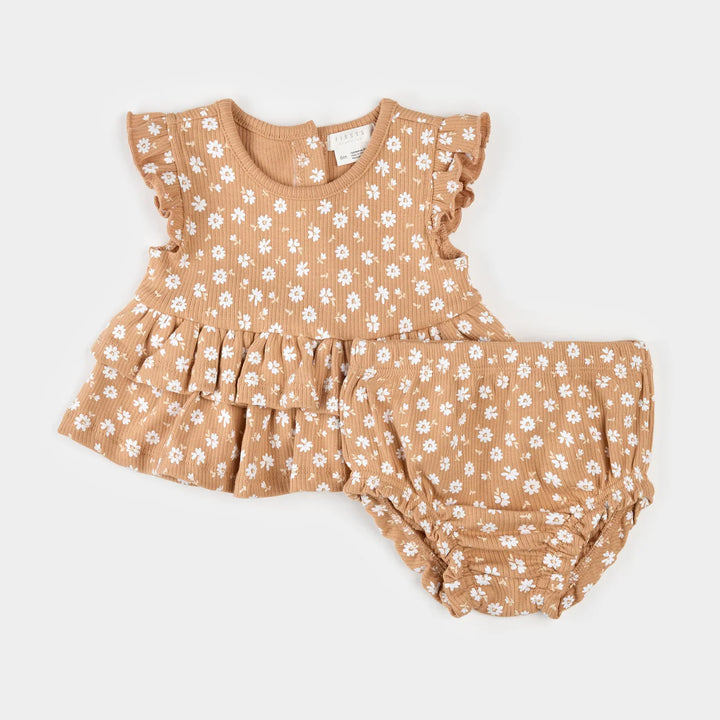 Ensemble deux pièces corail à imprimé fleuri
