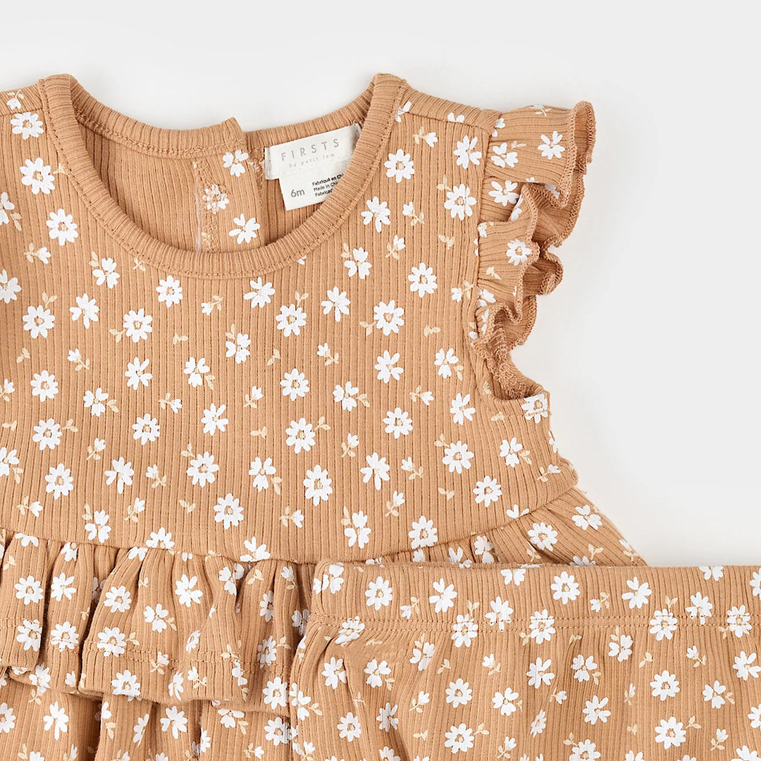 Ensemble deux pièces corail à imprimé fleuri