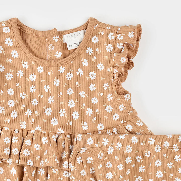 Ensemble deux pièces corail à imprimé fleuri