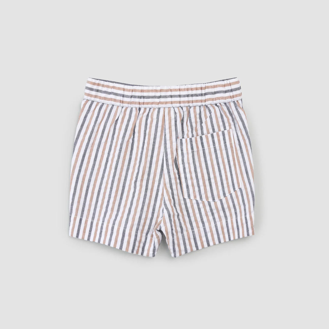 Short rayé en marron et marine