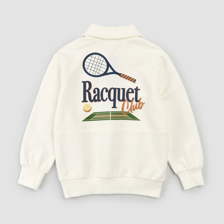 Pull polo blanc cassé à imprimé club de raquette