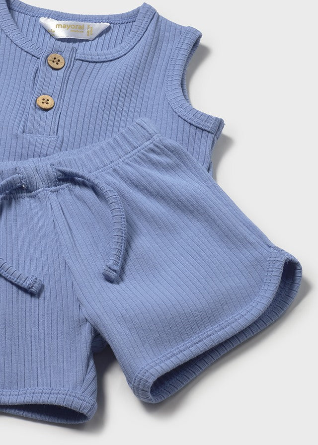 Ensemble 3 pièces (short, chandail et chapeau) - Bleu voilier