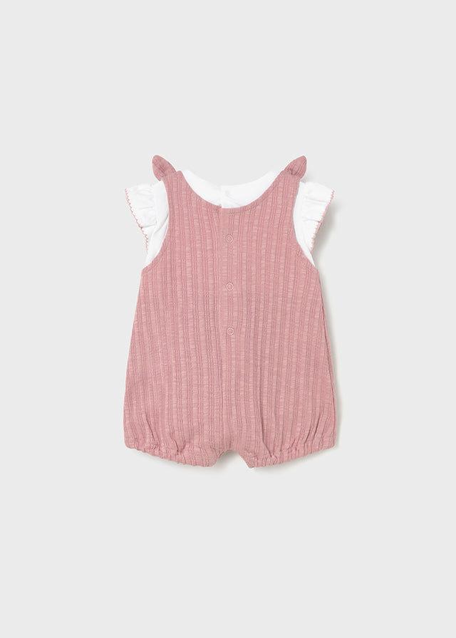 Pink dungaree set with bows