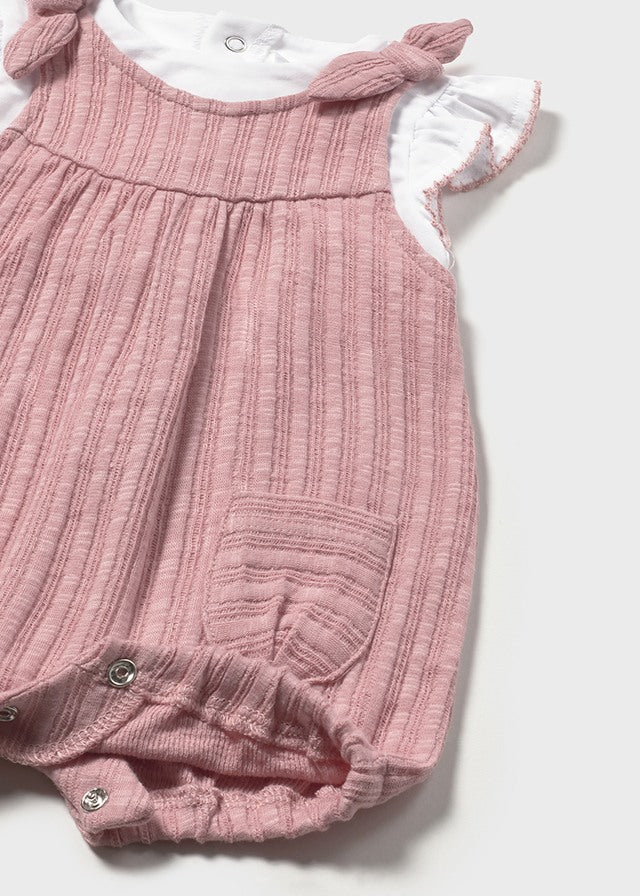 Pink dungaree set with bows