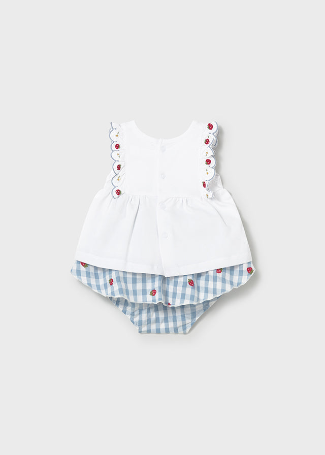 Ensemble 2 pièces (jupe et chandail) - Broderies de fraises
