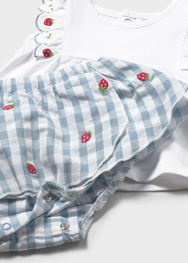 Ensemble 2 pièces (jupe et chandail) - Broderies de fraises
