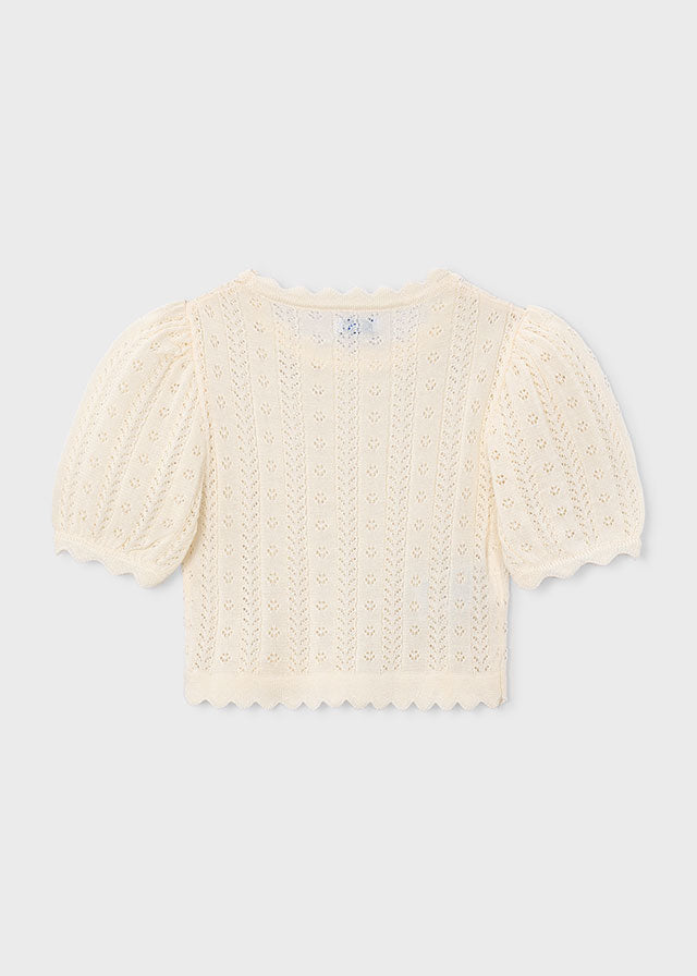 Chandail en tricot manches courtes - Rose pâle