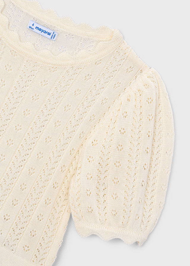 Chandail en tricot manches courtes - Rose pâle