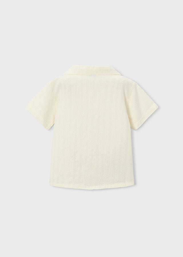Chemise à manches courtes à broderies de palmiers
