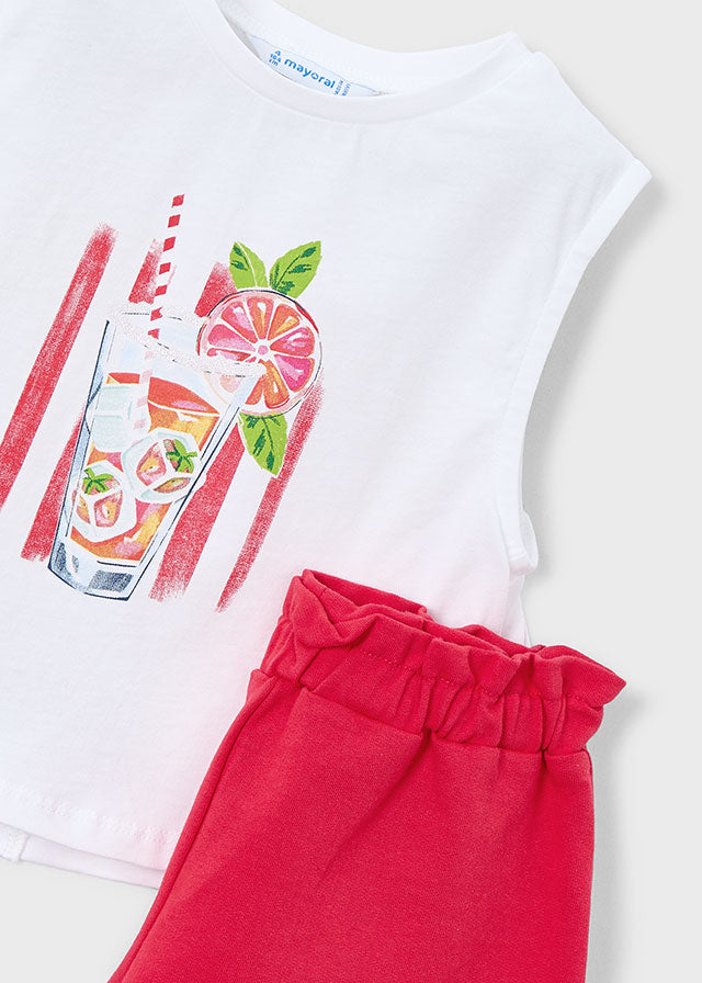 Ensemble 2 pièces (short et camisole) - Limonade rose