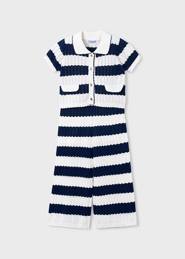 Navy striped knit set
