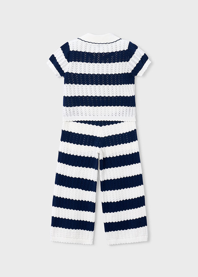 Navy striped knit set