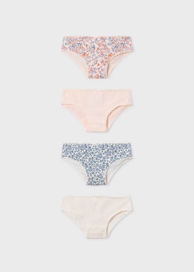 Ensemble de 4 culottes - Fleurs (rose)
