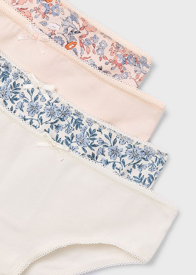 Ensemble de 4 culottes - Fleurs (rose)