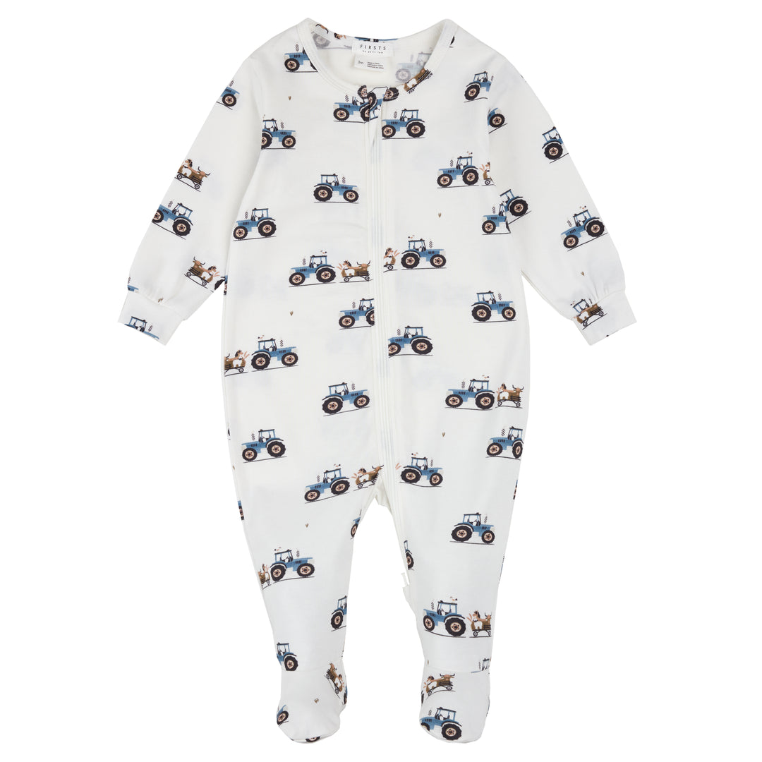 Pyjama une pièce à imprimé de tracteurs