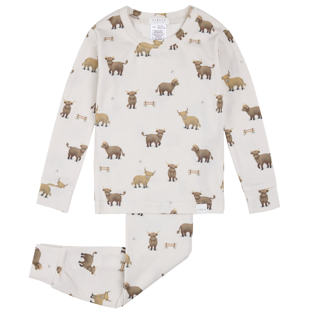 Pyjama deux pièces à imprimé de vaches Highland