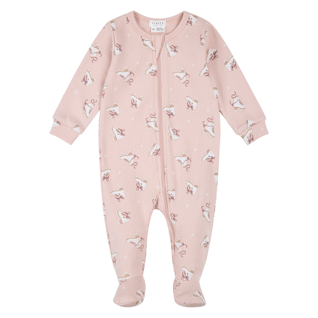 Pyjama une pièce en tricot côtelé à imprimé de patins artistiques