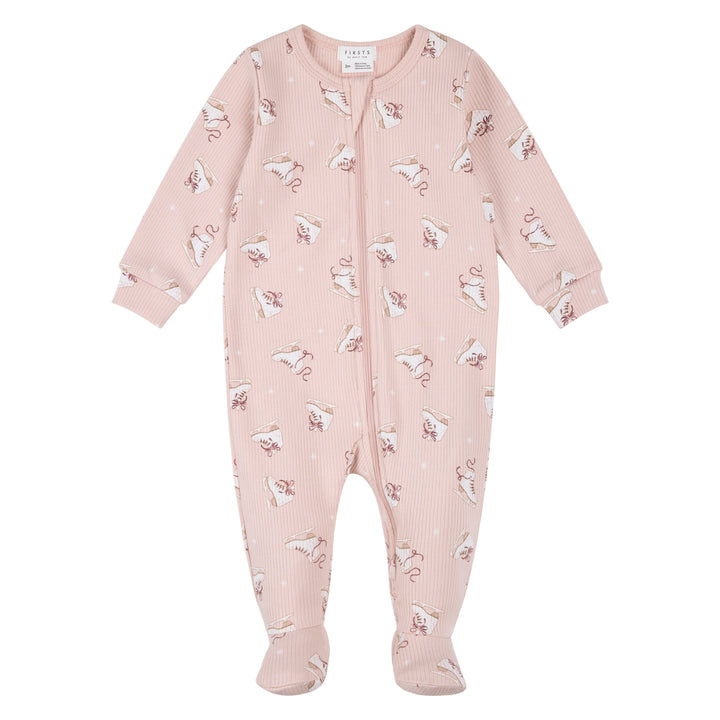 Pyjama une pièce en tricot côtelé à imprimé de patins artistiques