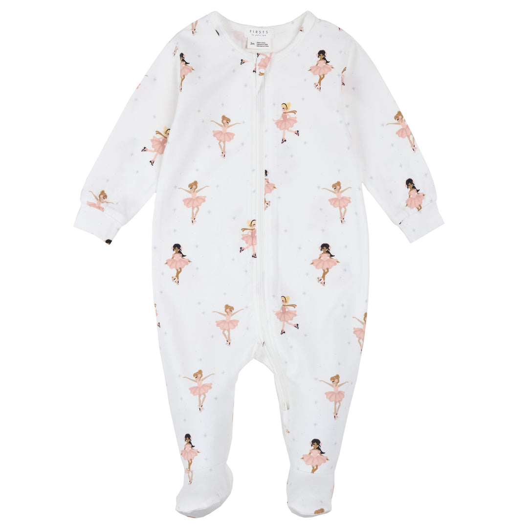 Pyjama une pièce en tricot côtelé à imprimé de patineuses