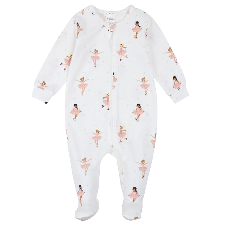 Pyjama une pièce en tricot côtelé à imprimé de patineuses