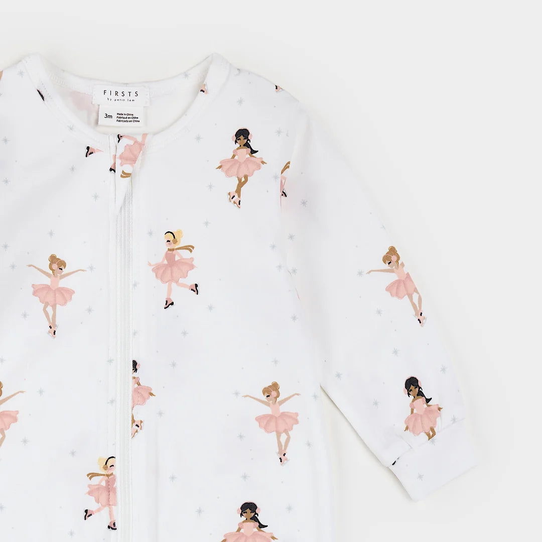 Pyjama une pièce en tricot côtelé à imprimé de patineuses