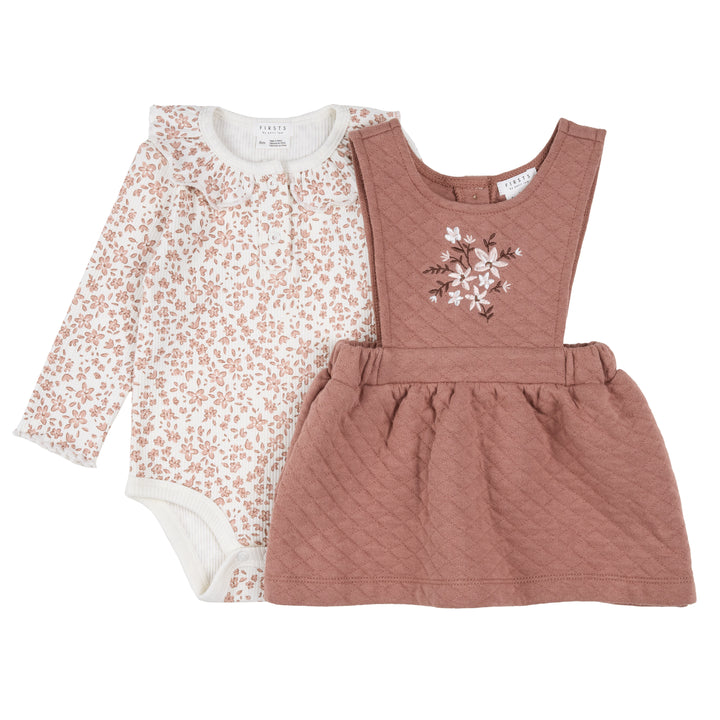 Ensemble robe salopette matelassé à imprimé floral
