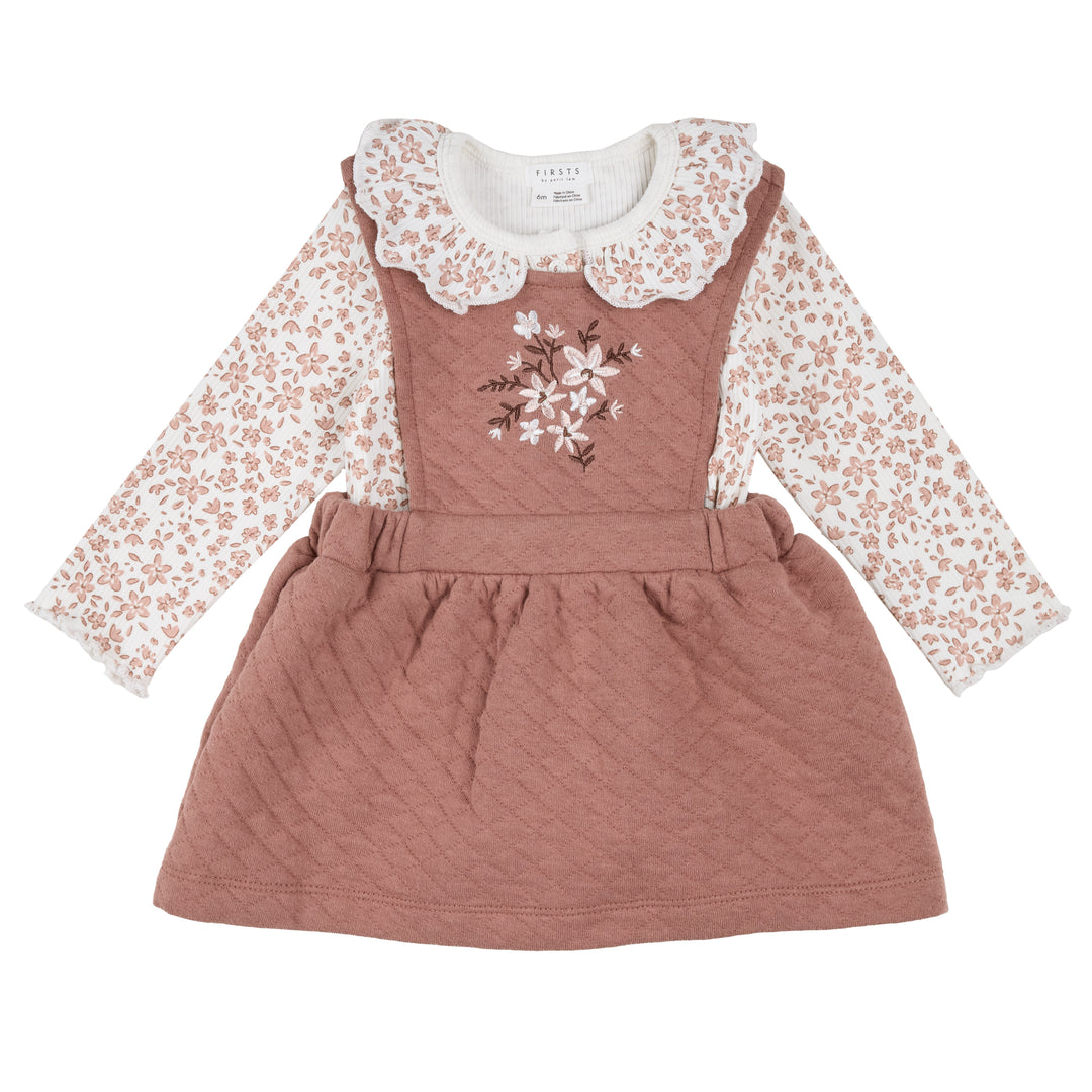 Ensemble robe salopette matelassé à imprimé floral